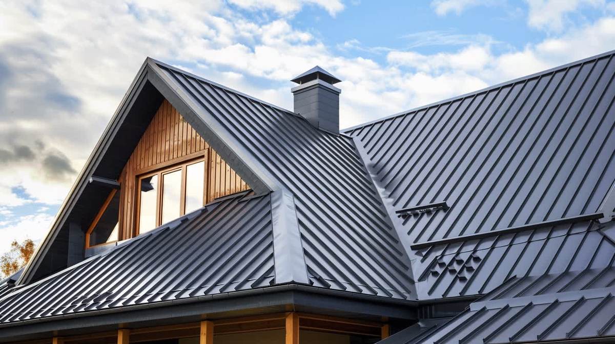 Dikili EPDM Kauçuk Çatı – antrasit kenet sistem metal çatıyla kaplanmış müstakil ev
